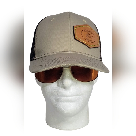 Men's Port Authority Leather Patch Trucker Snapback Workwear Hat Equestrian - Picture 1 of 16